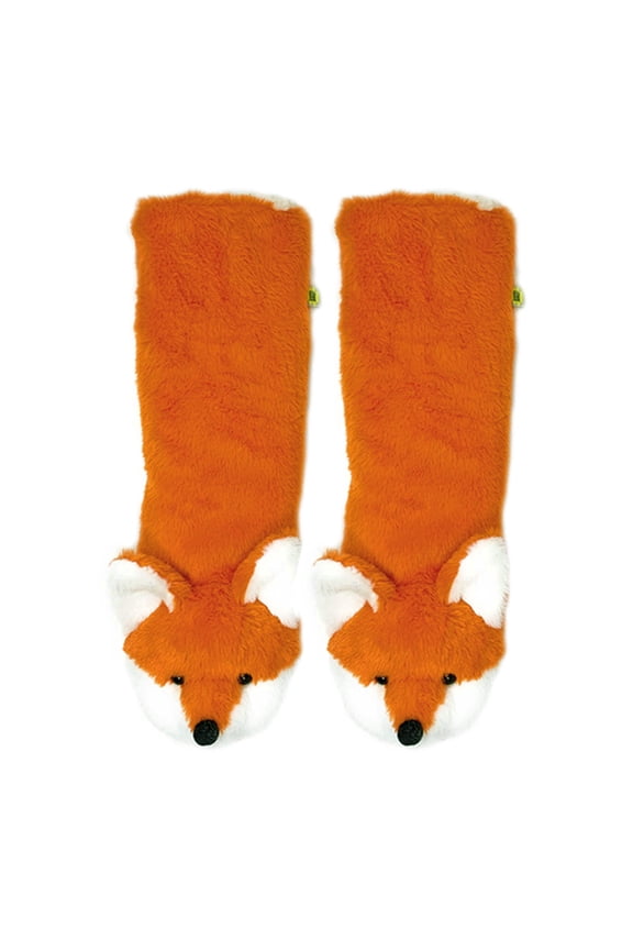 OoohGeez Womens Fuzzy Animal House Slipper Socks with Grippers, Fox Sakes, Shoe Size 5-10