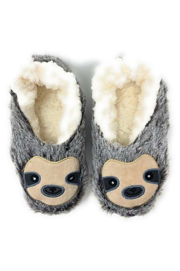 OoohGeez Womens Fuzzy House Slippers, Sloth Step, Fluffy Animal Cute Grip Shoes, L