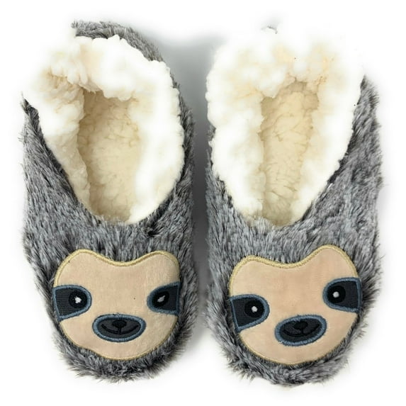 OoohGeez Womens Fuzzy House Slippers, Sloth Step, Fluffy Animal Cute Grip Shoes, L