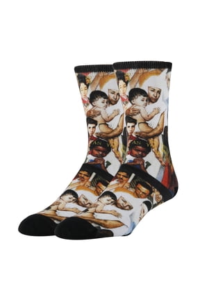 OoohYeah Men's Funny Colorful Crew Socks, Norman Rockwell Novelty Socks, Golden Rule, shoe size 8-13