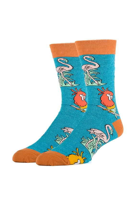 OoohYeah Men's Funny Colorful Crew Socks, Novelty Cotton Socks, Tropical Birdy