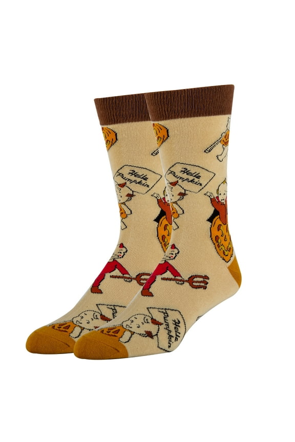OoohYeah Men's Funny Crew Socks, Crazy Colorful Novelty Dress Socks, Hello Pumpkin
