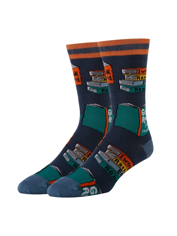 OoohYeah Men's Funny Crew Socks, Crazy Colorful Novelty Dress Socks, I'm Reading