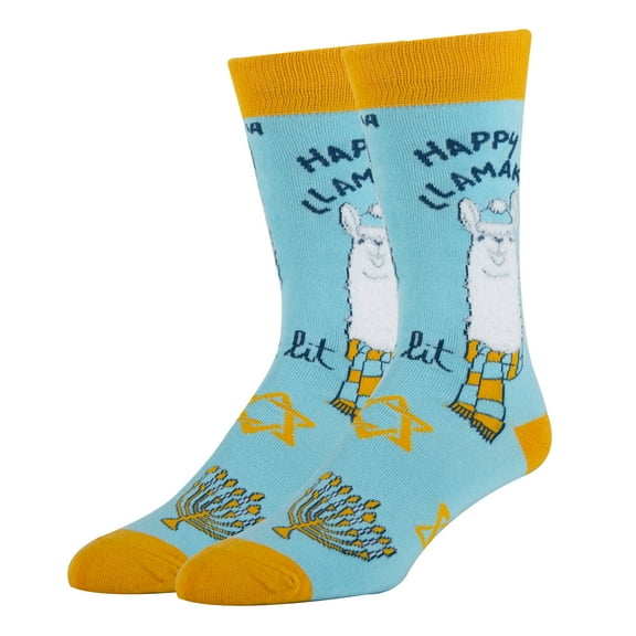 OoohYeah Men's Funny Crew Socks, Crazy Colorful Novelty Dress Socks, LLamaka