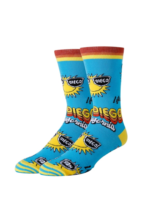 OoohYeah Men's Funny Crew Socks, Crazy Colorful Novelty Dress Socks, San Diego