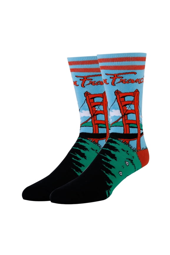 OoohYeah Men's Funny Crew Socks, Crazy Colorful Novelty Dress Socks, San Francisco