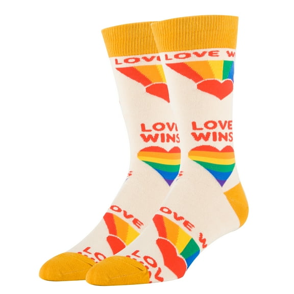 OoohYeah Men's Funny Crew Socks, Good Vibes Novelty Cotton Socks, Love Wins