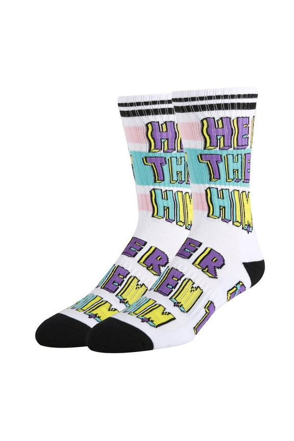OoohYeah Men's Funny Crew Socks, Novelty Cool Non Binary Socks, Them they, Shoe Size 8-13