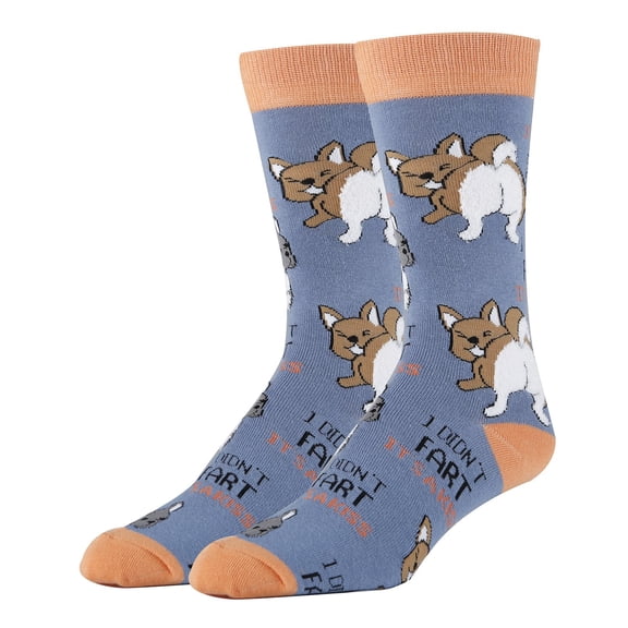 OoohYeah Men's Funny Doggy Crew Socks, Not A Fart, Novelty Cute Cotton Fuzzy Socks for Dog Lover