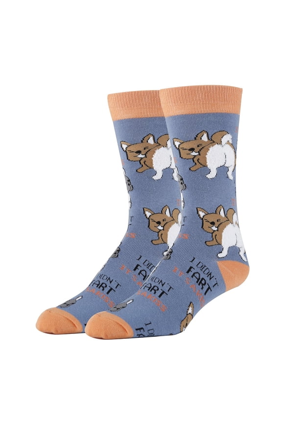 OoohYeah Men's Funny Doggy Crew Socks, Not A Fart, Novelty Cute Cotton Fuzzy Socks for Dog Lover