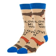 OOOH YEAH OoohYeah Men's Funny Novelty Crew Socks, Love My Weiner, Crazy Fashion Socks for Dog Lover