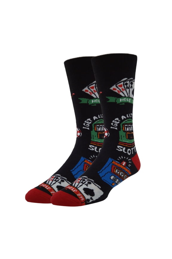 OoohYeah Mens Funny Saying Crazy Crew Socks, Cool Novelty Comfort Cotton Dress Socks, Get Slotty