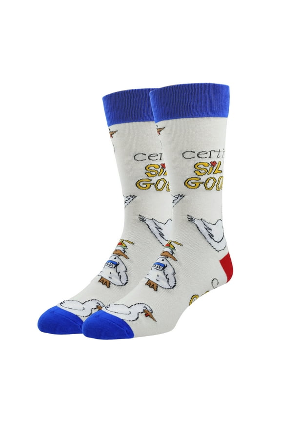 OoohYeah Men's Novelty Fun Saying Animal Crew Socks, Funny Crazy Dress Socks, Silly Goose, Size 8-13