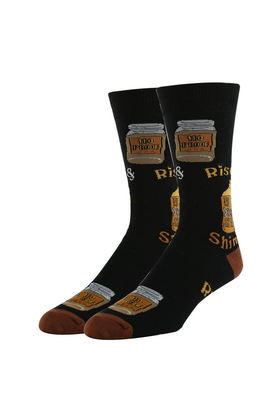 OoohYeah Men’s Novelty Happy Hour Drinking Crew Socks, Crazy Funny Cotton Dress Socks, Moonshine