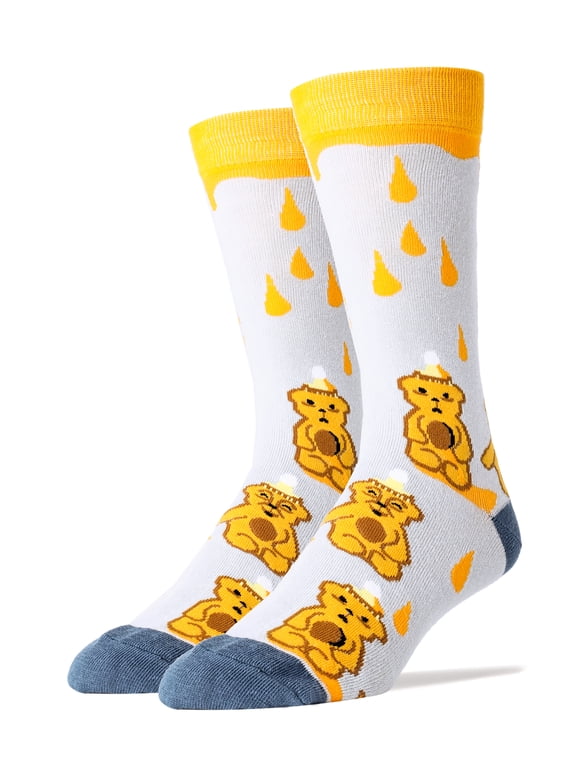 OoohYeah Mens Funny Novelty Crew Socks, Honey Bear, Crazy Cool Socks