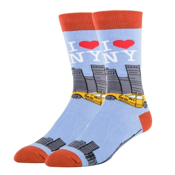 OoohYeah Mens Novelty City Crew Socks, I Love New York, Socks, Funny Crazy Socks