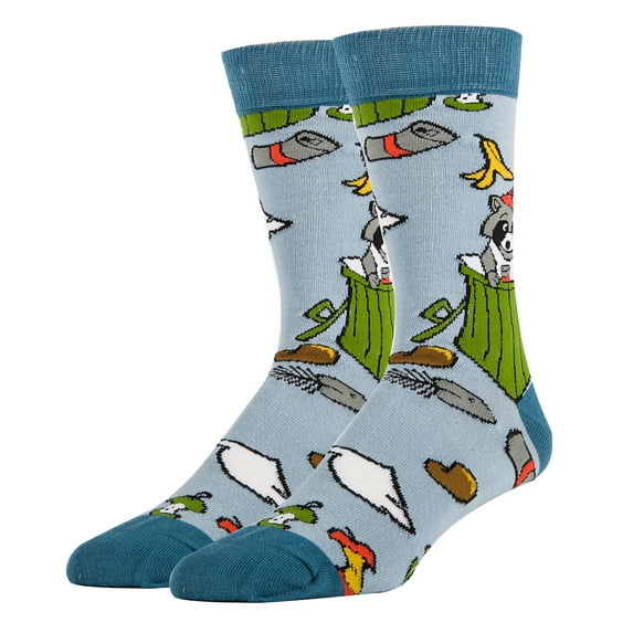 OoohYeah Mens Novelty Crew Socks, Trash Panda, Funny Crazy Fashion