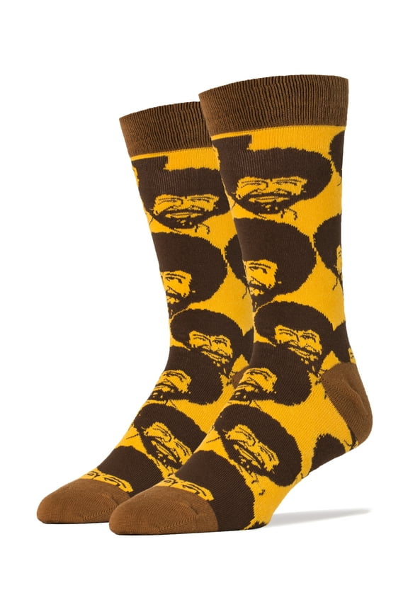 OoohYeah Mens Novelty Funny Crew Socks, Colorful Cotton Dress Socks, Bob Ross Flash Mob