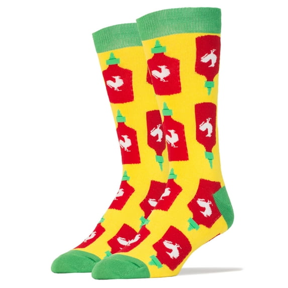 OoohYeah Mens Novelty funny Cotton Crew Socks - Holy Sriracha Hot Sauce