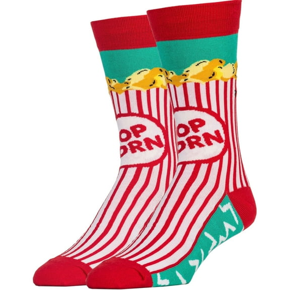 OoohYeah Novelty Mens Crew Socks, Funny Fashion Food Socks, Box O' Popcorn
