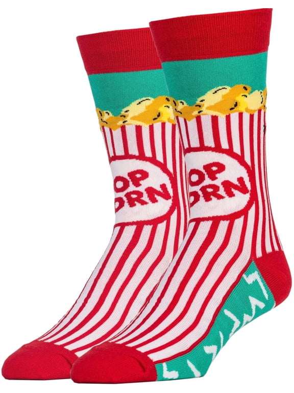 OoohYeah Novelty Mens Crew Socks, Funny Fashion Food Socks, Box O' Popcorn