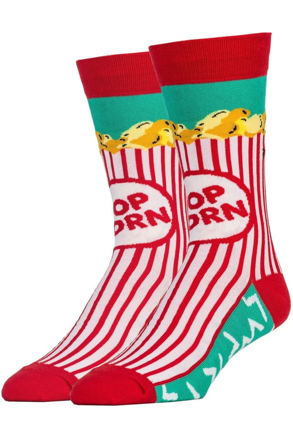OoohYeah Novelty Mens Crew Socks, Funny Fashion Food Socks, Box O' Popcorn