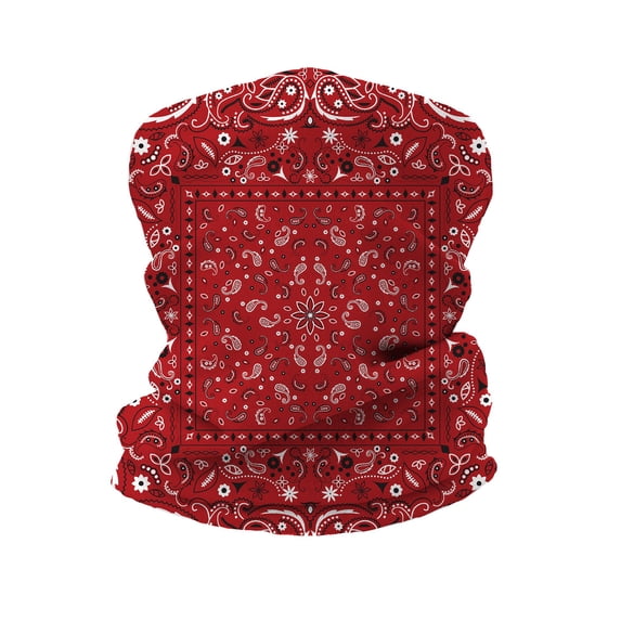 OoohYeah Seamless Face Cover Mask Bandanas, Neck Gaiter Scarf Headwear Tube, Red Sea Paisley