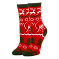 thumbnail image 1 of OoohYeah Women's Bob Ross Merry Merry Christmas Funny Novelty Crew Socks, 1 of 4