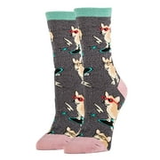OoohYeah Women's Funny Animal Crew Socks, Cure Socks for Dog Lover, Crazy Colorful Socks, Corgi Boi