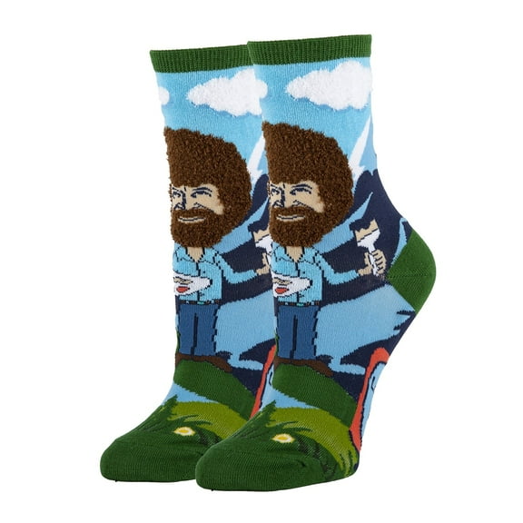 OoohYeah Women’s Funny Crew Socks Bob Ross Novelty Cute Cotton Socks, Let’s get Crazy