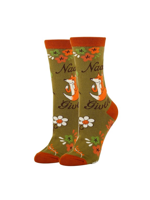 OoohYeah Women's Funny Crew Socks, Crazy Colorful Novelty Dress Socks, Nada Fox Given