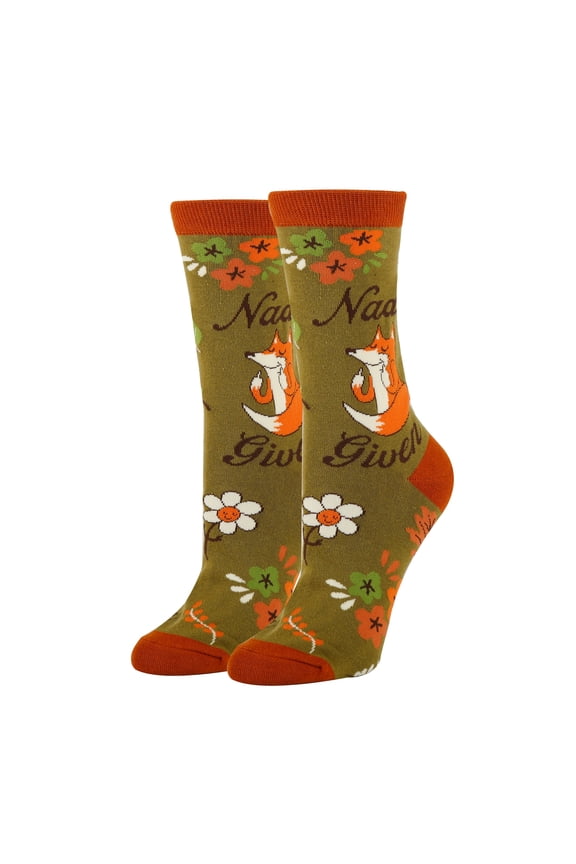 OoohYeah Women's Funny Crew Socks, Crazy Colorful Novelty Dress Socks, Nada Fox Given