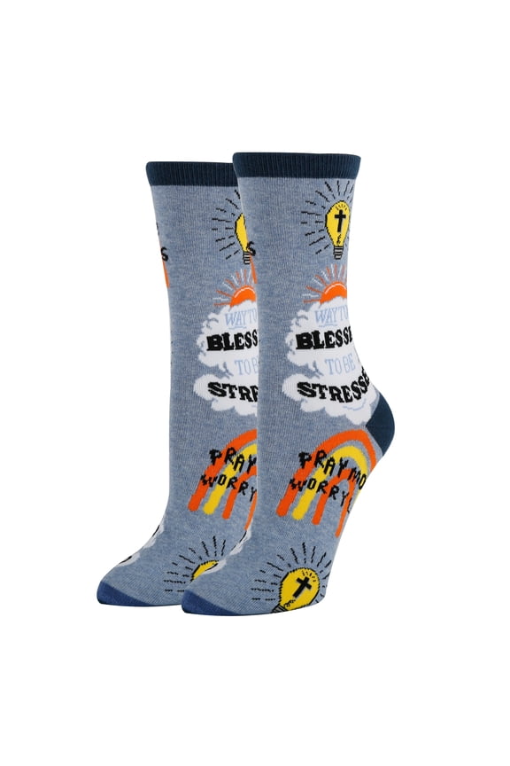 OoohYeah Women's Funny Crew Socks, Crazy Colorful Novelty Dress Socks, Too Blessed