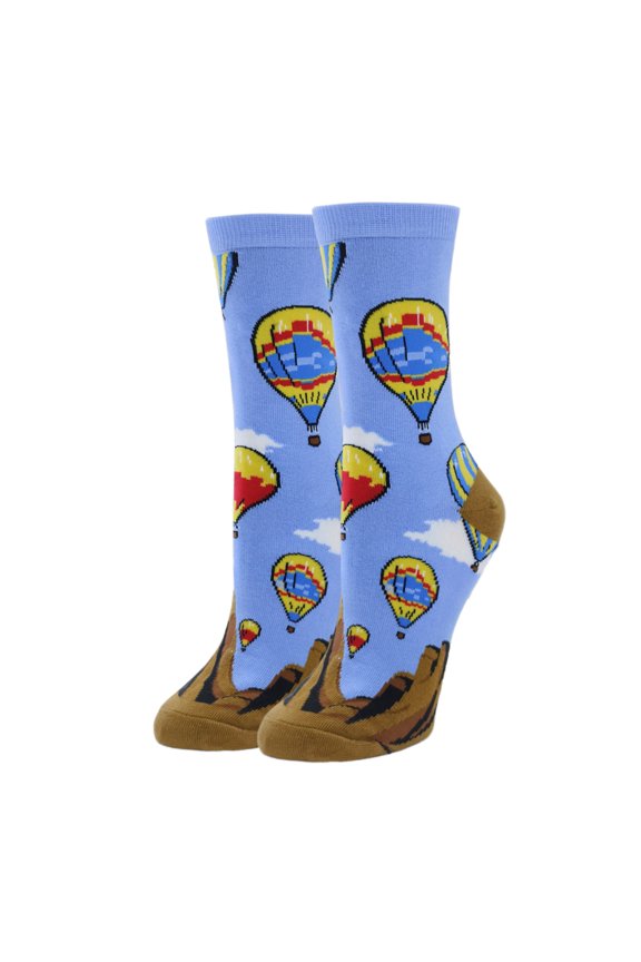 OoohYeah Women’s Funny Hot Air Balloon Crazy Crew Socks, Cool Novelty Comfort Cotton Socks, Fly High