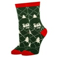 thumbnail image 1 of OoohYeah Women's Funny Novelty Crew Socks, Bob Ross Christmas Socks, Holiday Time Bob, 1 of 4