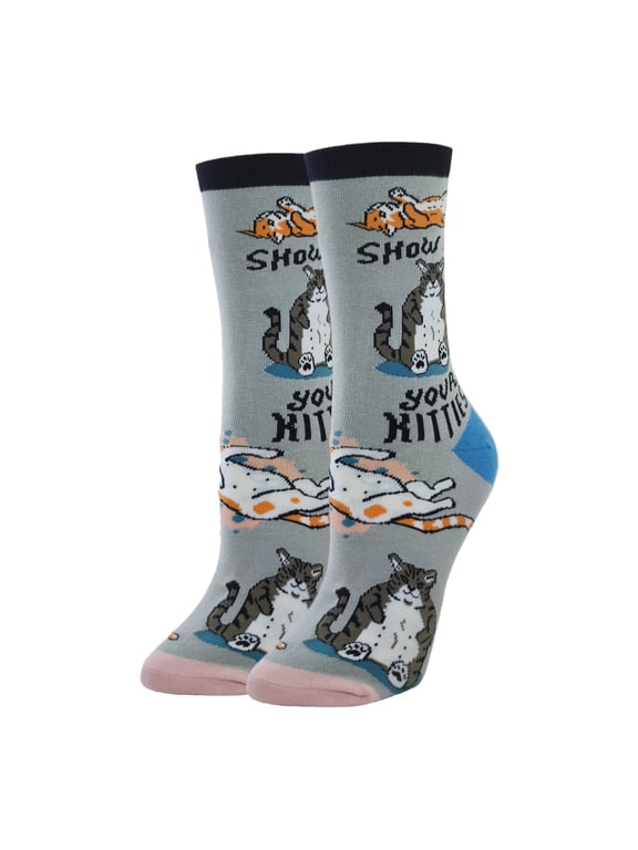 OoohYeah Womens Funny Saying Crazy Crew Socks, Cool Novelty Comfort Cotton Socks, Kitties