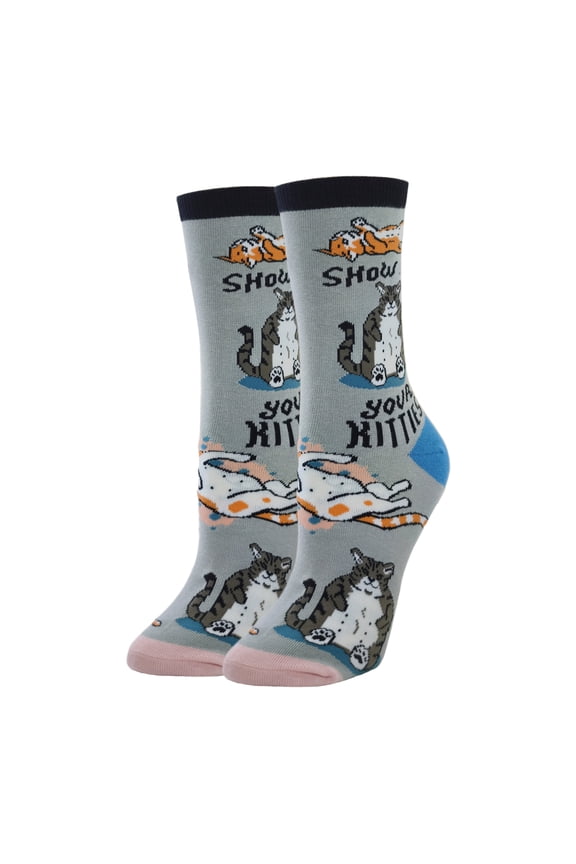 OoohYeah Womens Funny Saying Crazy Crew Socks, Cool Novelty Comfort Cotton Socks, Kitties