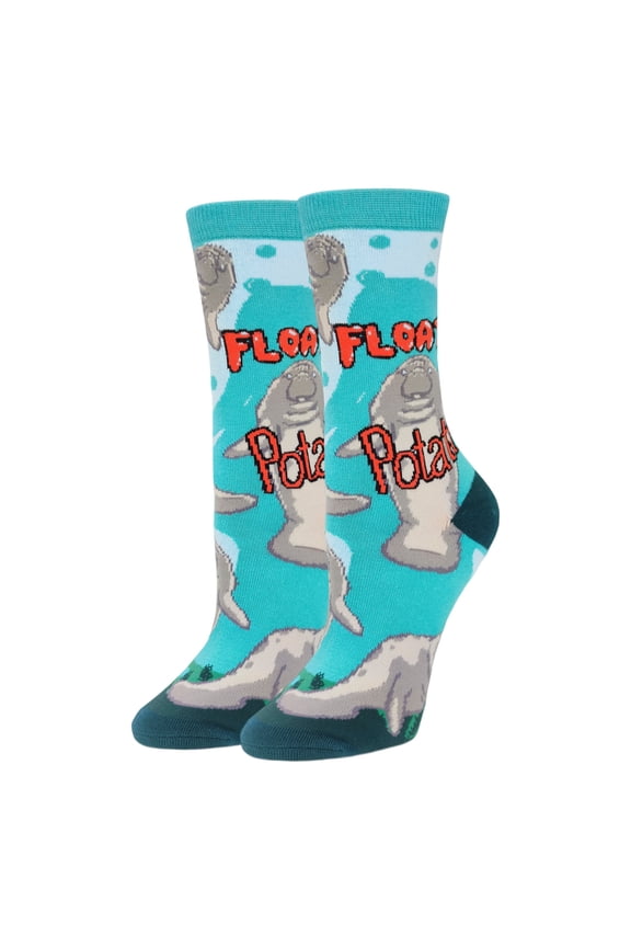 OoohYeah Women’s Funny Saying Crazy Crew Socks, Cool Novelty Manatees Comfort Cotton Socks, Floaty Potato
