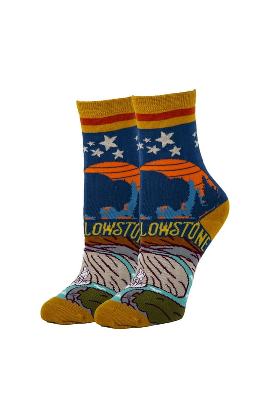 OoohYeah Women’s National Park Funny Crew Socks, Yellowstone, Novelty Crazy Socks