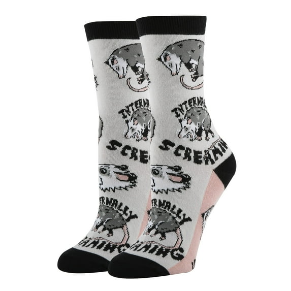 OoohYeah Women's Novelty Animal Fun Saying Crew Socks, Funny Crazy Dress Socks, Stressed Opossum