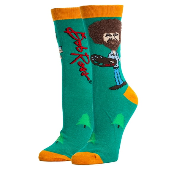 OoohYeah Womens Funny Crew Socks, True Bob Ross, Novelty Fashion Socks