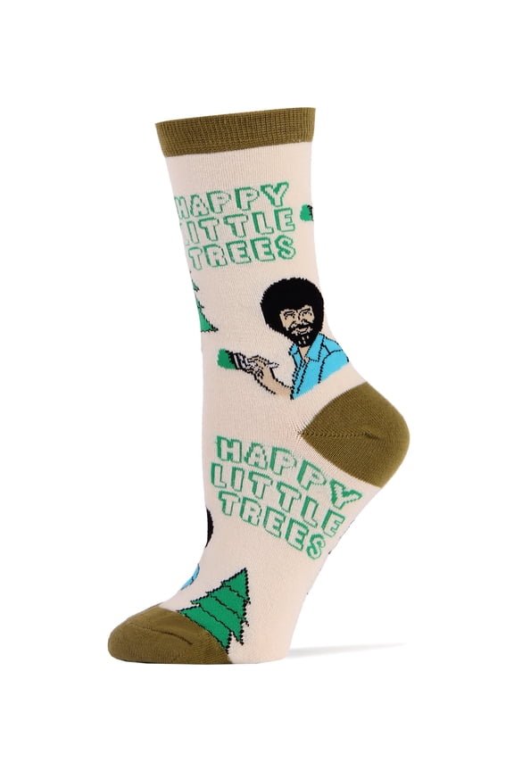 OoohYeah Womens Funny Novelty Crew Socks, Always Happy Trees, Bob Ross Fashion Socks