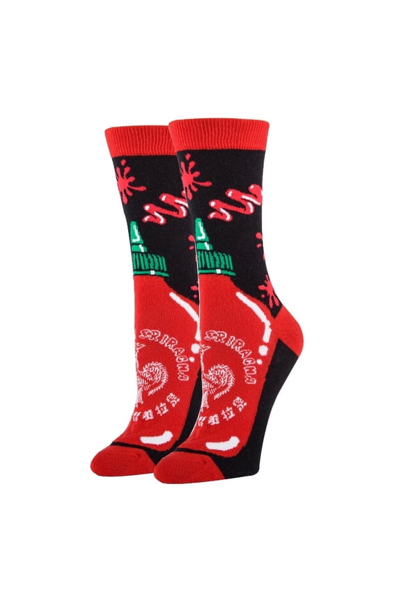 OoohYeah Womens Funny Novelty Sriracha Socks, Crazy Fashion Crew Socks, Awesome Sauce