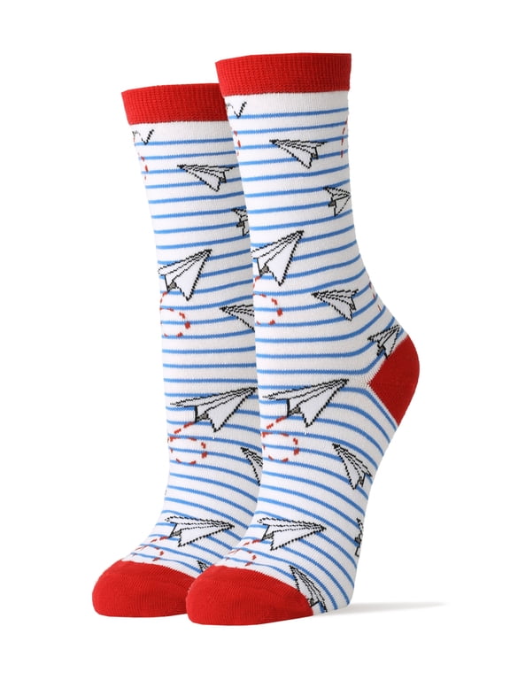 OoohYeah Womens Novelty Crew Socks, Funny Colorful Socks, Paper Planes