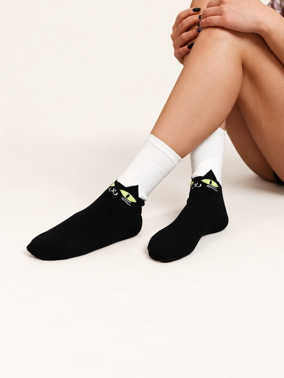OoohYeah Womens Novelty Funny Cat Crew Socks, Colorful Cotton Dress Socks, It's Meow Or Never