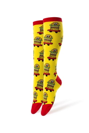 OoohYeah Womens Novelty Funny Knee High Socks, Colorful Cotton Socks, Burgers On Wheels