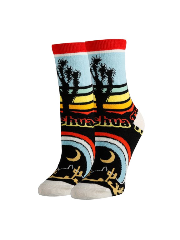 OoohYeah Womens Novelty Funny National Park Crew Socks, Joshua Tree, Colorful Dress Socks