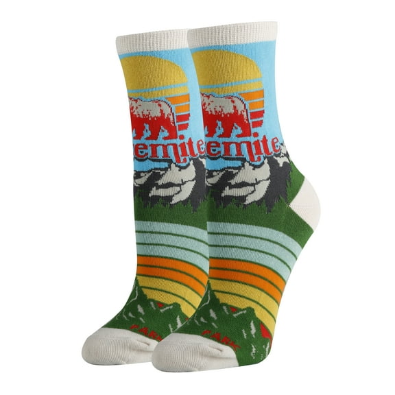 OoohYeah Womens Novelty Funny National Park Crew Socks, Yosemite, Colorful Dress Socks