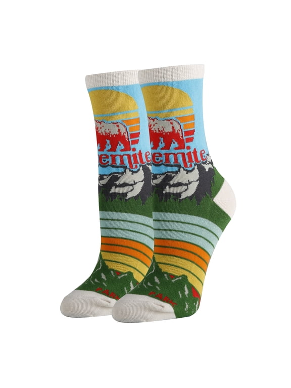 OoohYeah Womens Novelty Funny National Park Crew Socks, Yosemite, Colorful Dress Socks