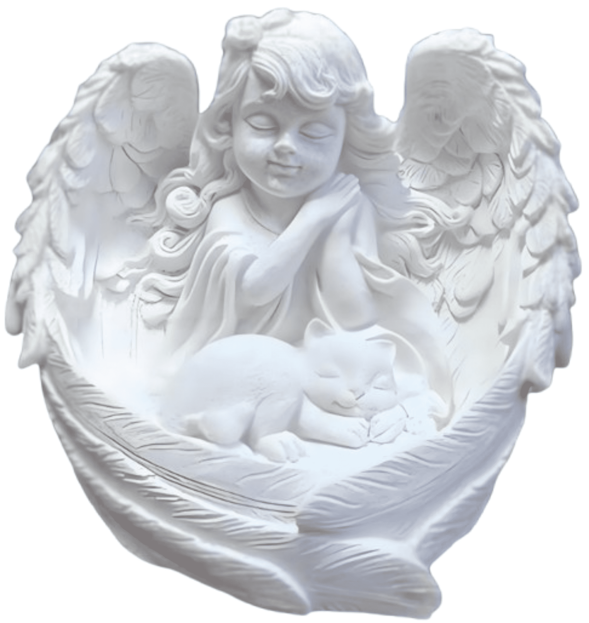Ooooknpc Pet Cat Angel Memorial Statue Figurine Easter Tabletop Heart Love Keepsake Stone Sympathy